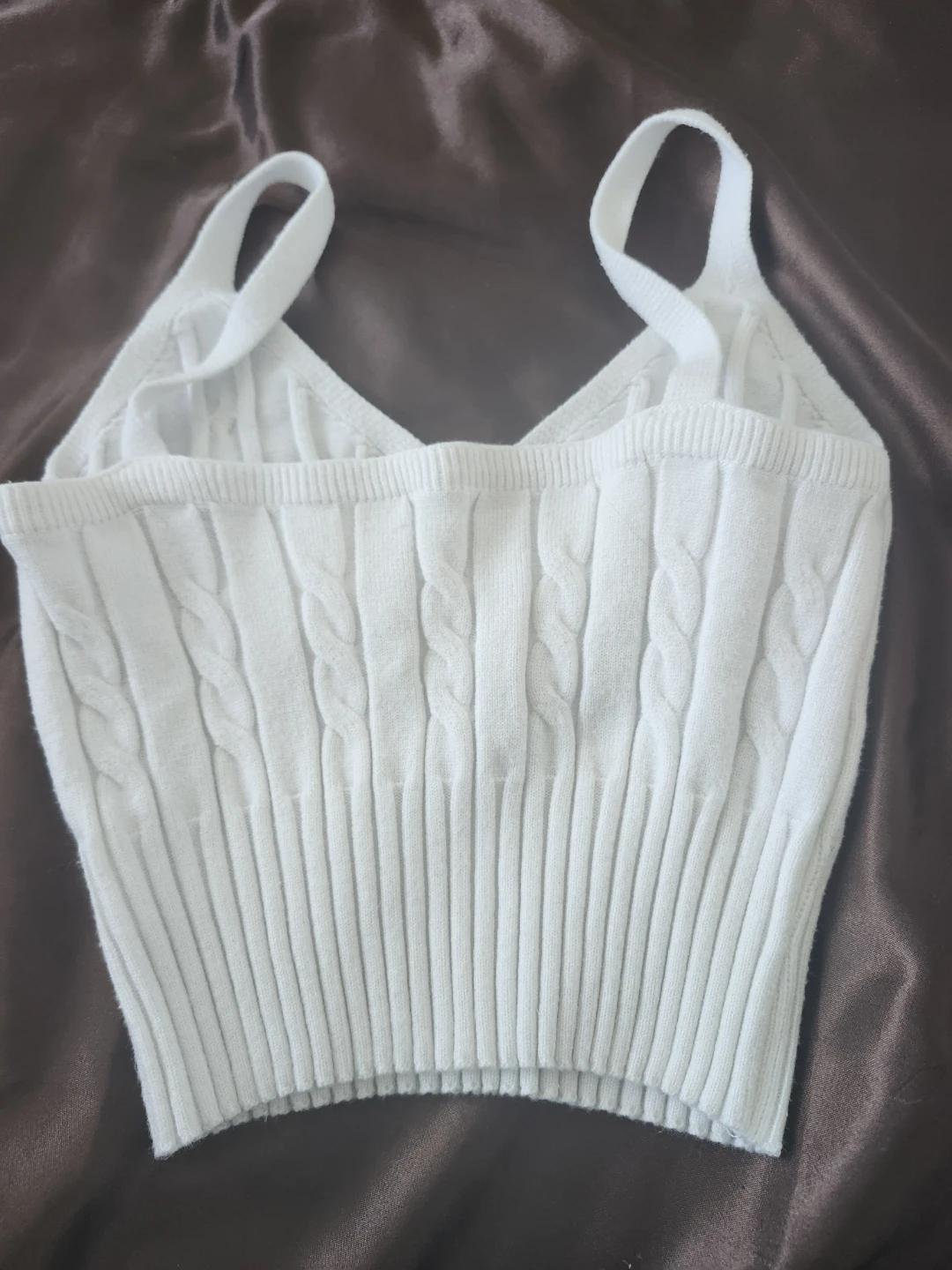White Cable Knit Cropped Tank Top - photo 2