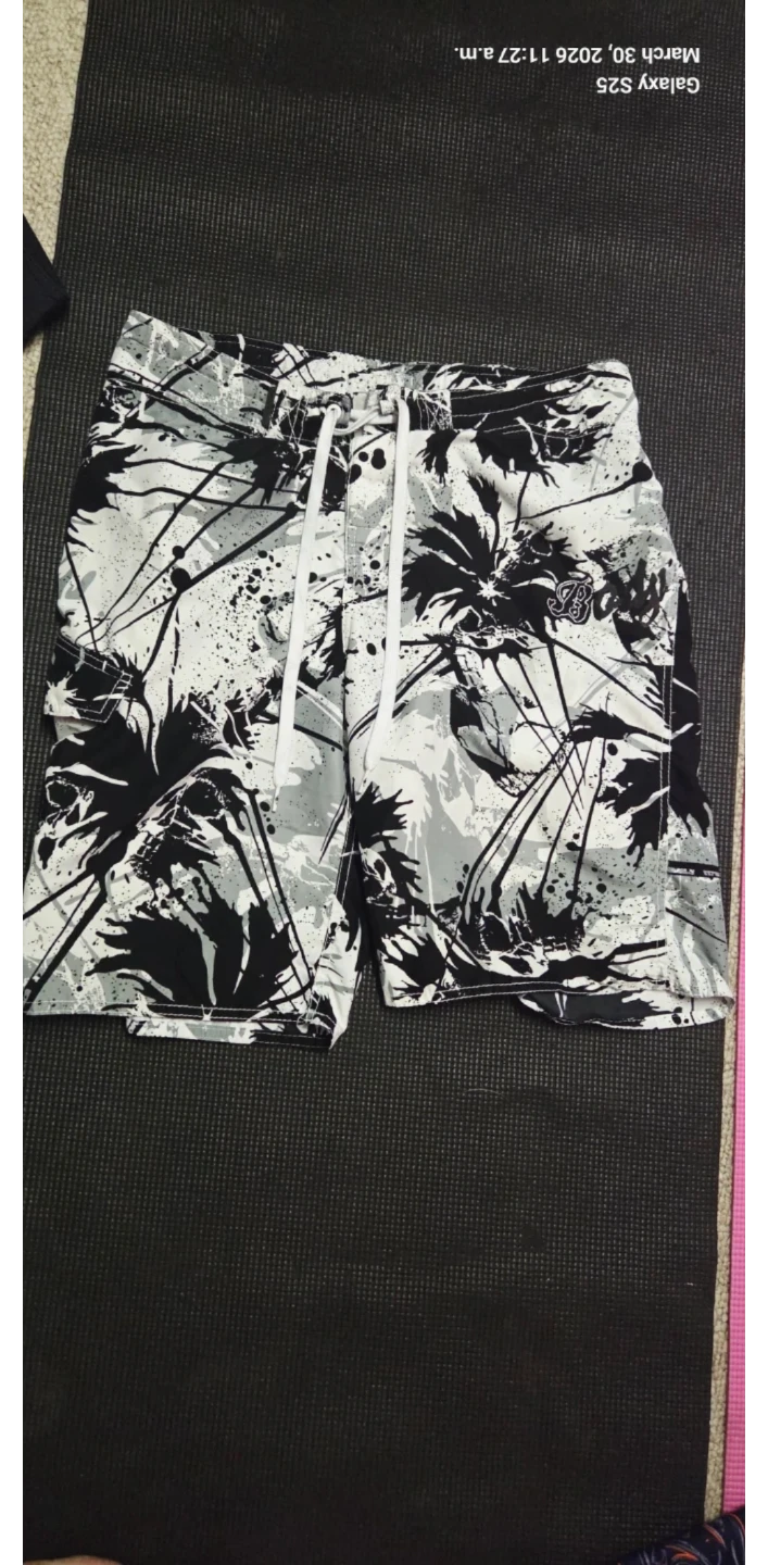 Black & White Palm Tree Swim Trunks