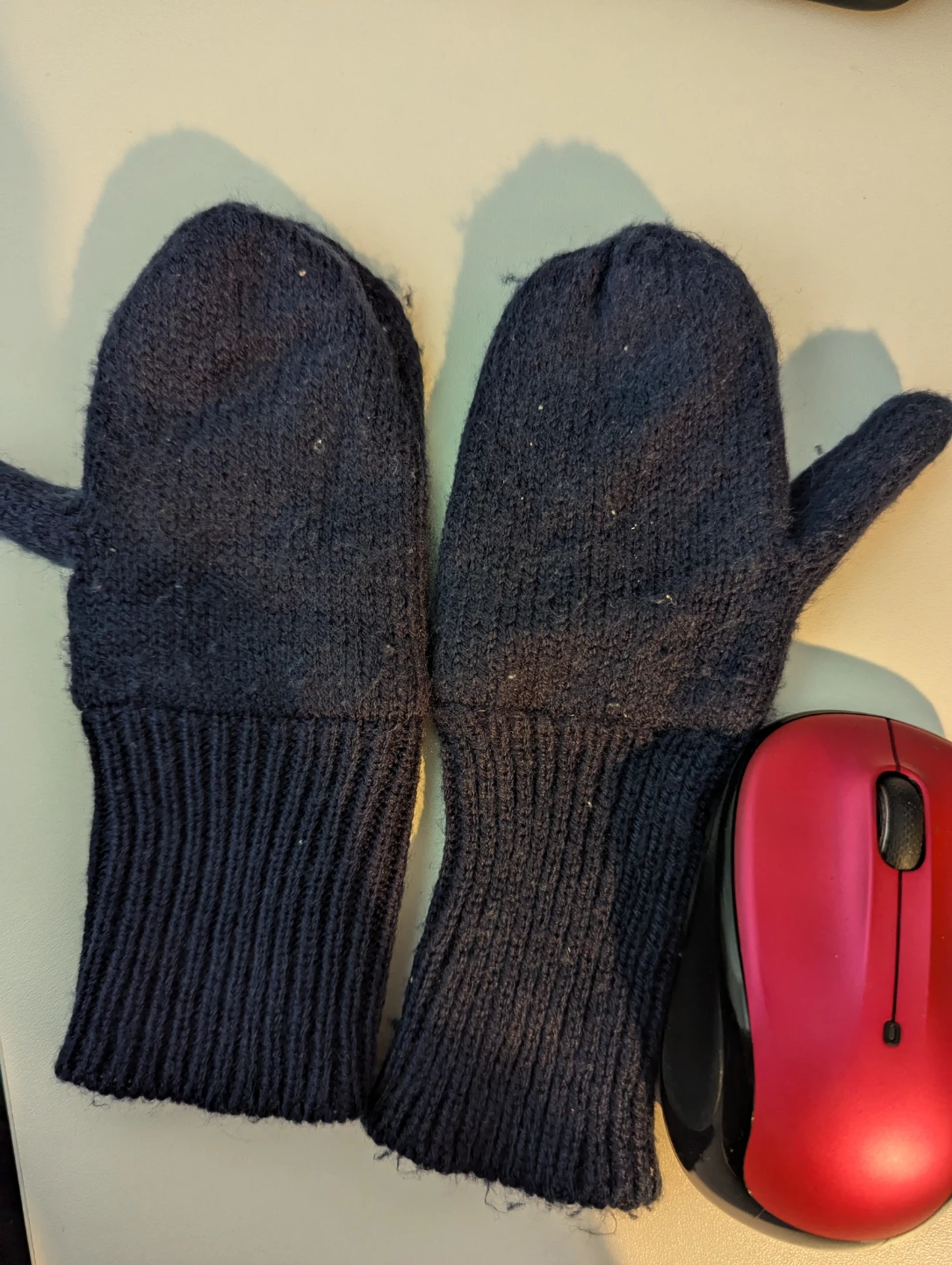 🧡 Kid Navy Blue Knit Mittens - photo 2