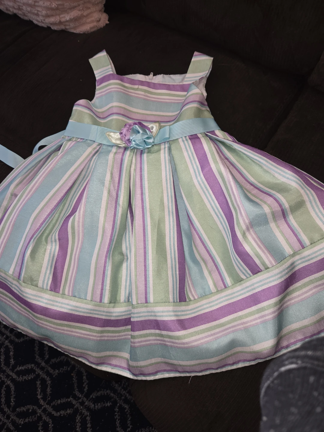 Girls Striped Easter Party Dress