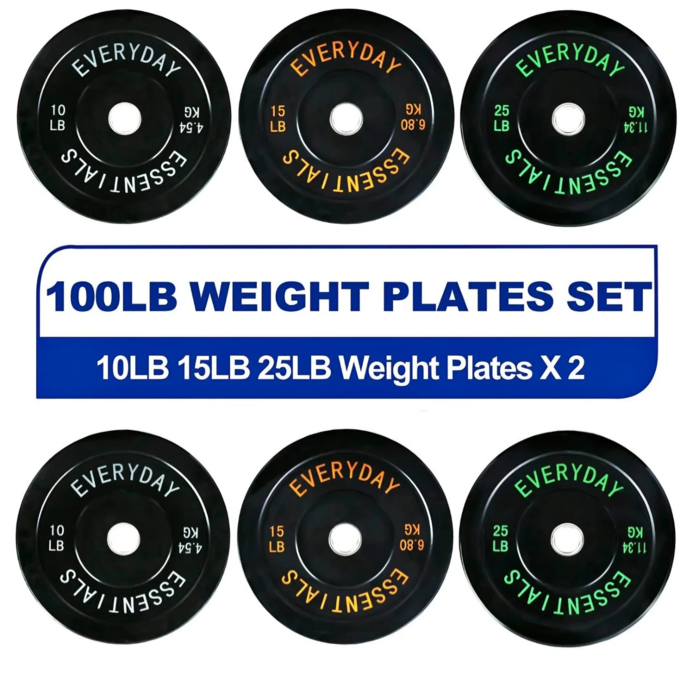 Everyday Essentials 100lb Weight Plates Set