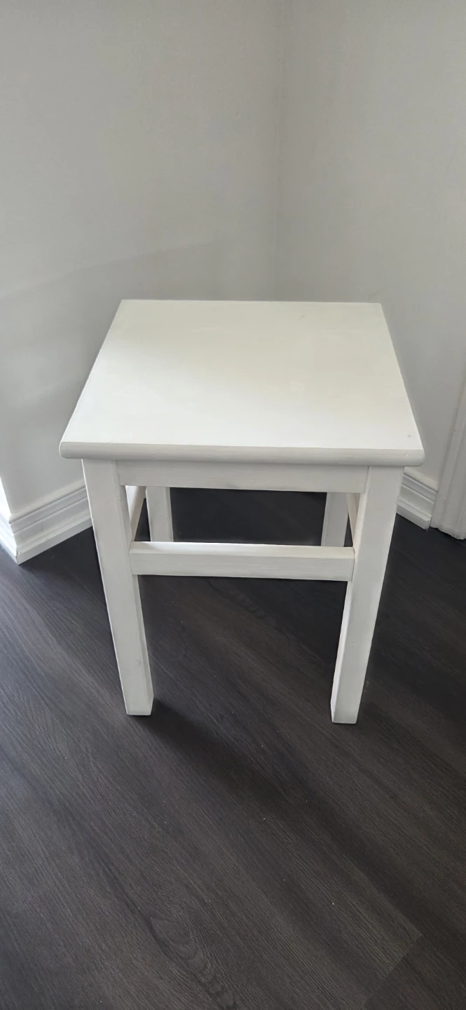 White Wooden Stool Side Table