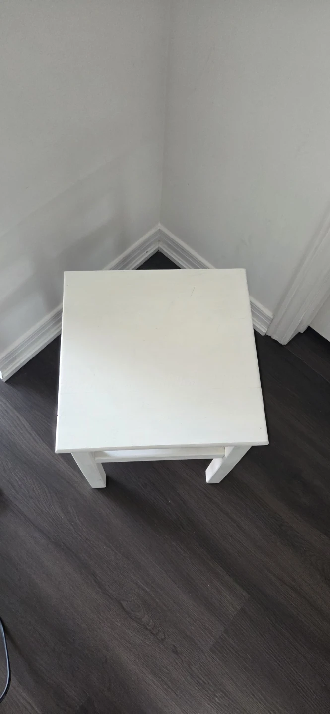 White Wooden Stool Side Table - photo 2