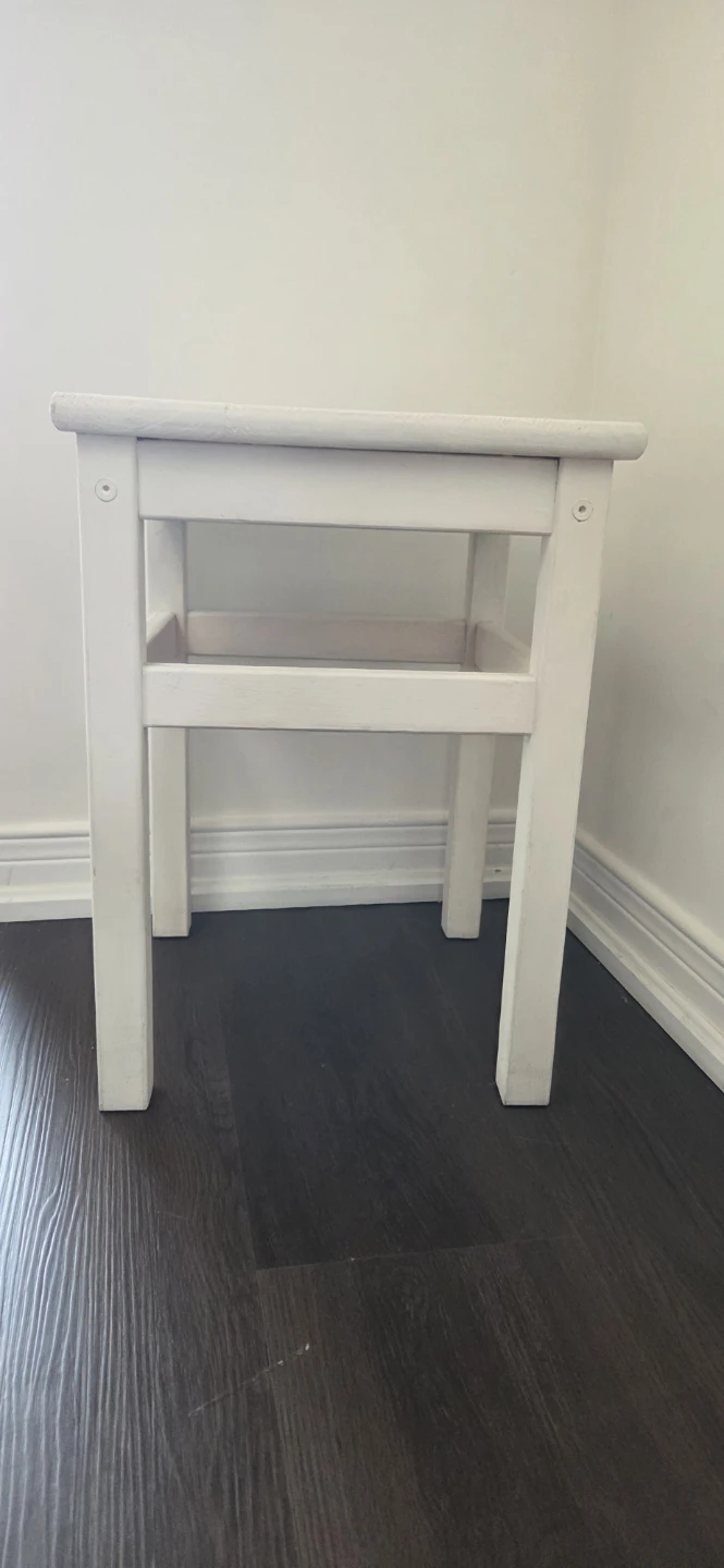 White Wooden Stool Side Table - photo 3