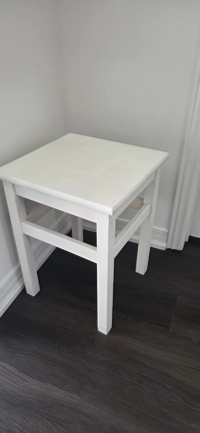 White Wooden Stool Side Table - photo 4