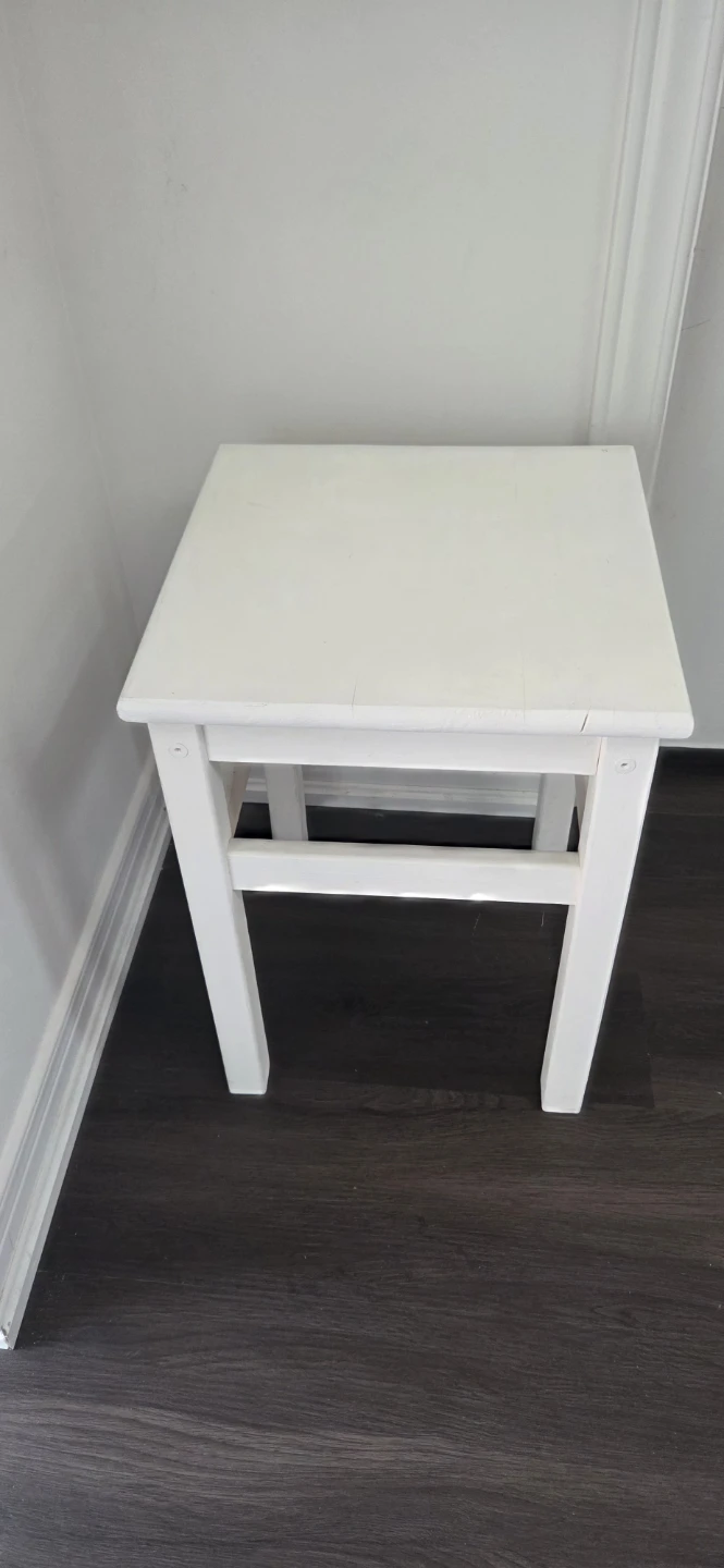 White Wooden Stool Side Table - photo 5