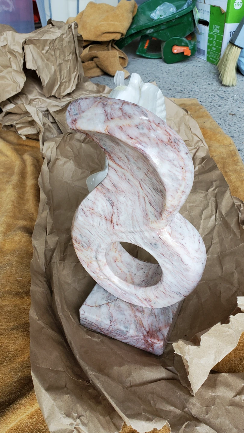 White Horse and Marble Sculpture Set