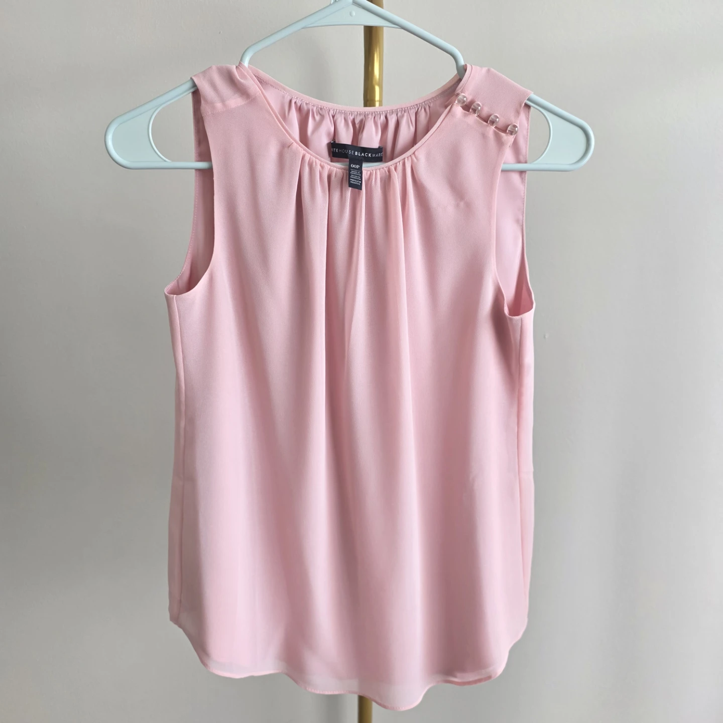 White House Black Market Pink Pleated Sleeveless Blouse Size 00P