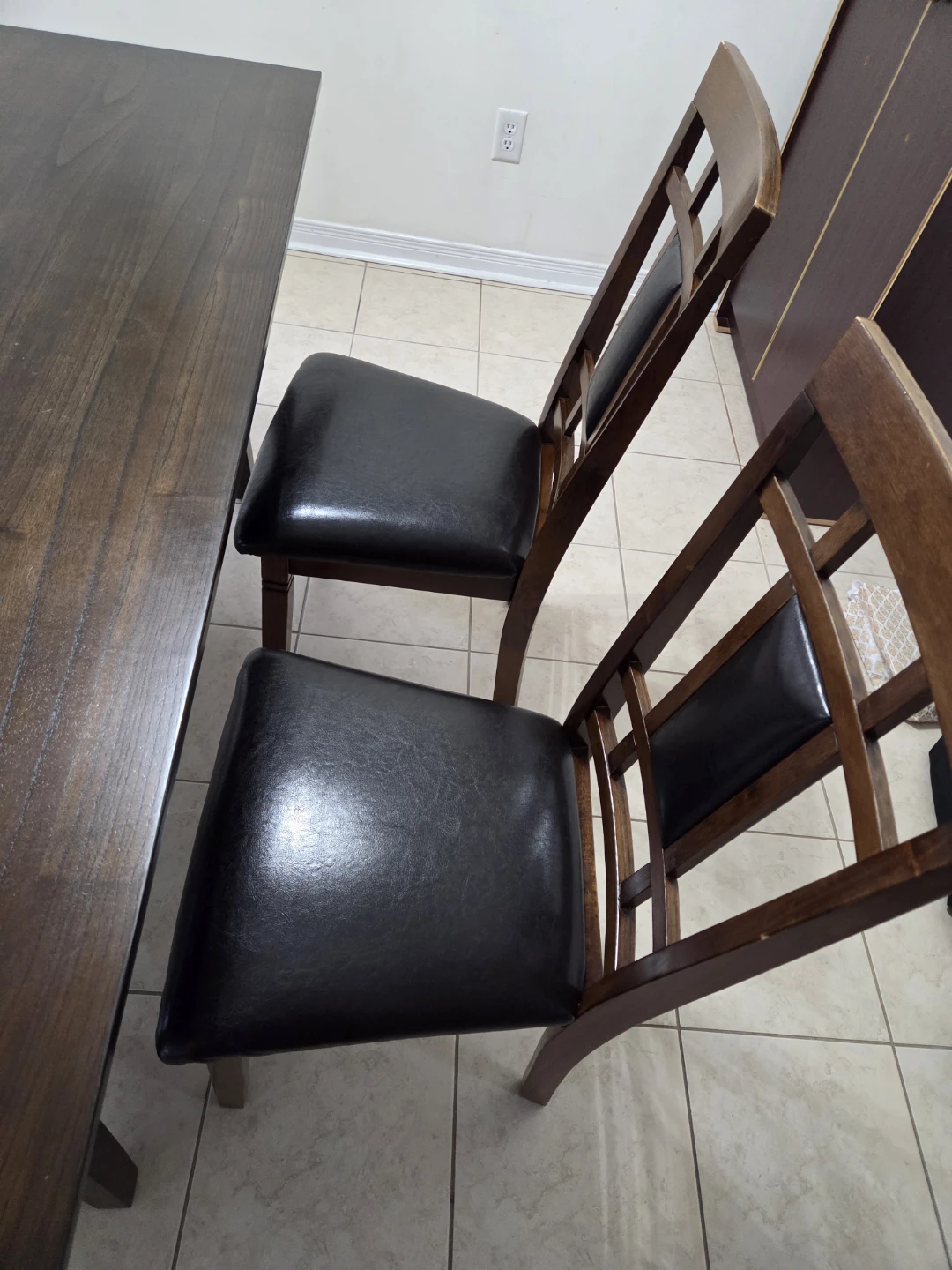 Wooden Dining Chairs with Black Upholstery (Set of 4) - photo 2