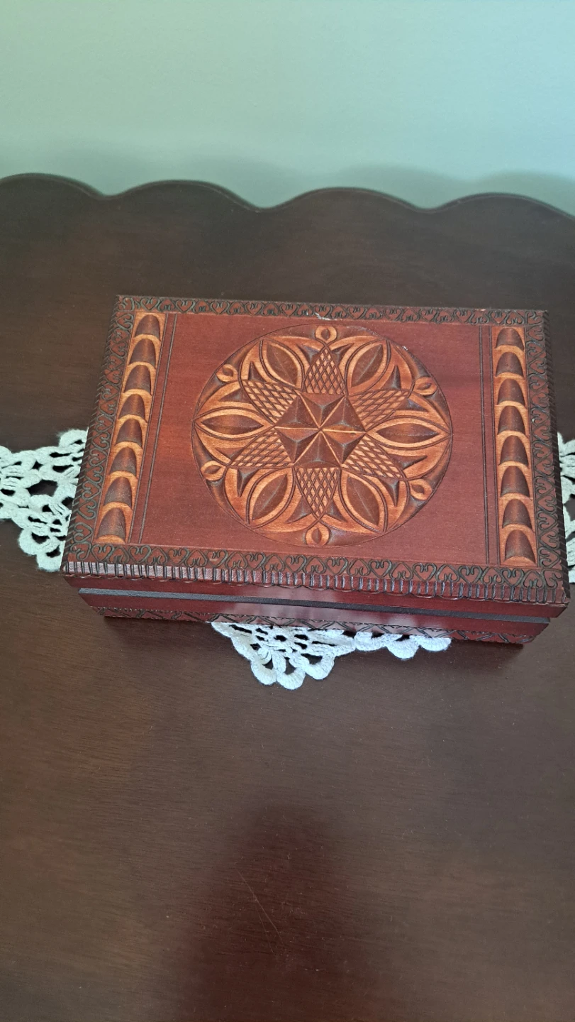 Hand Carved Wooden Keepsake Box