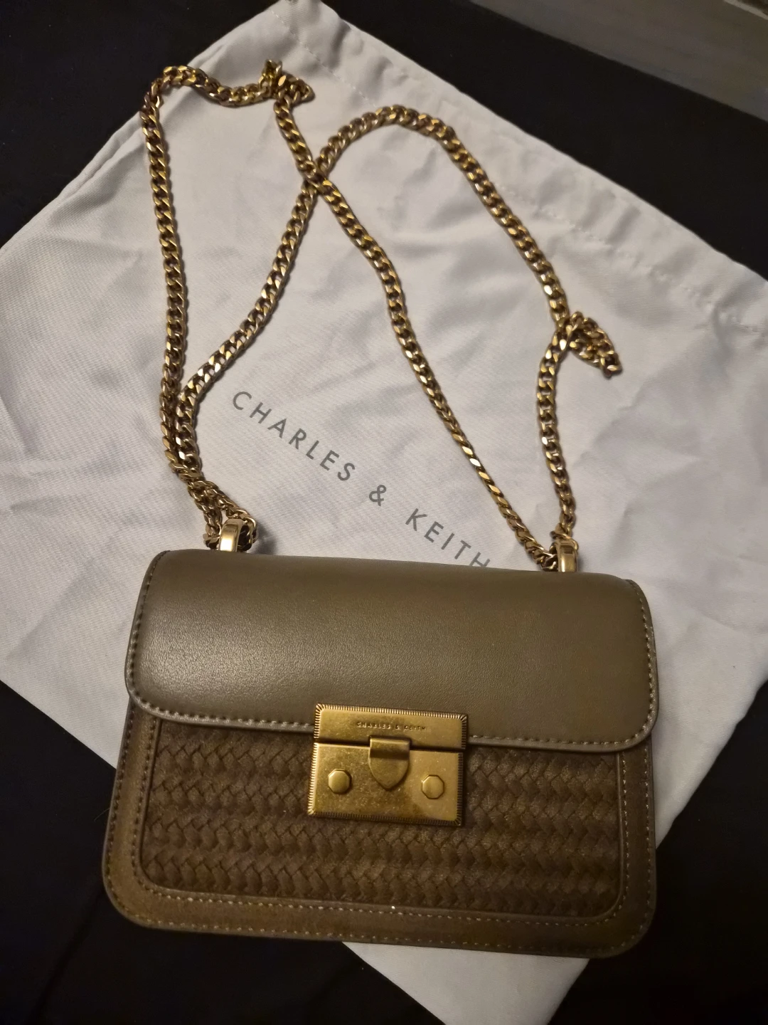 Charles & Keith Khaki Small Shoulder Bag