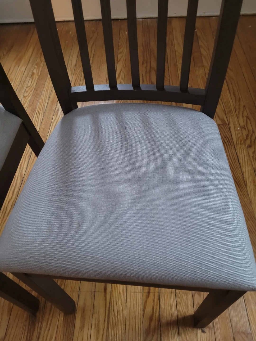 Set of 2 Wooden Dining Chairs with Taupe/Grey Cushions - photo 3