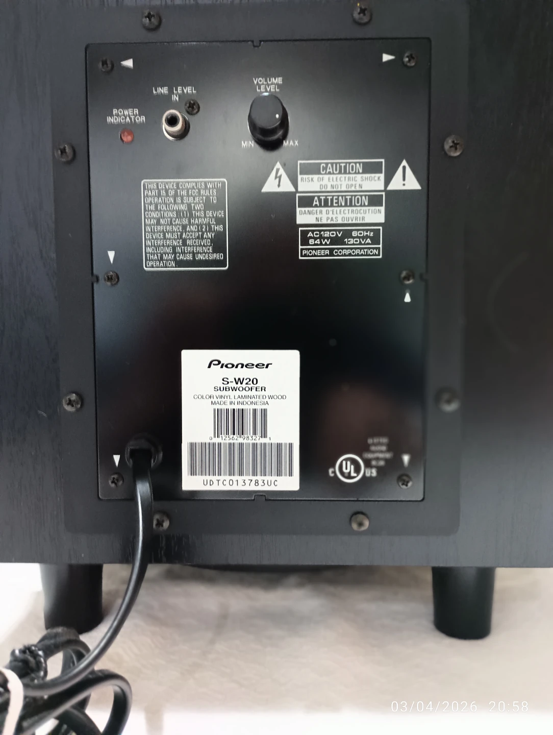 Pioneer S-W20 Subwoofer - photo 2
