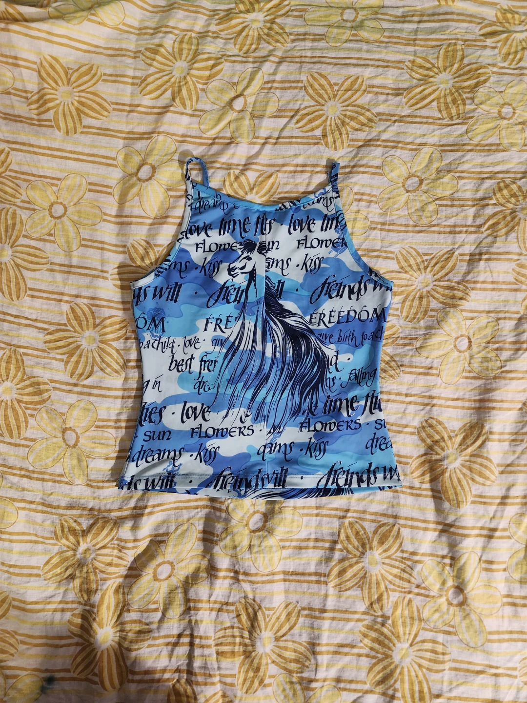 🧡 Blue and white y2k horse tank top - photo 2