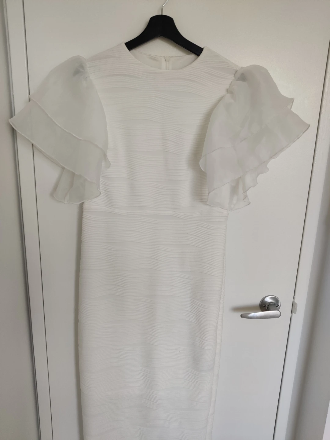 Ruffle Sleeve Jacquard Texture Slim Dress - Size L - photo 3