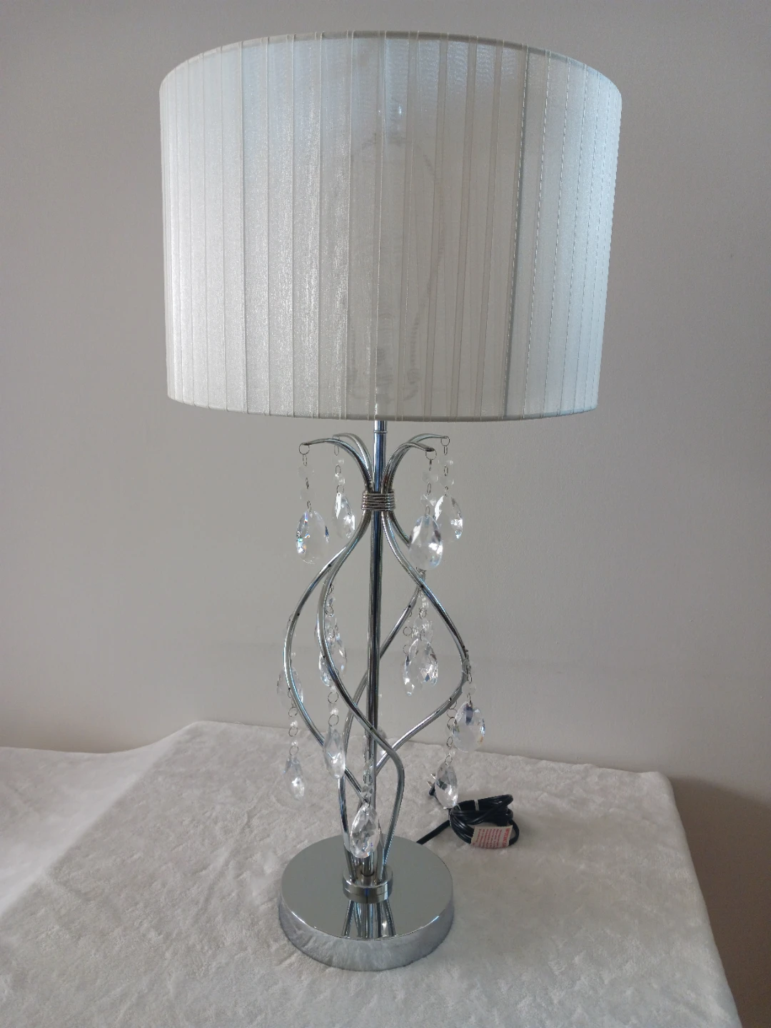 Modern Glam Crystal Table Lamp  Tall Chrome Accent - photo 2