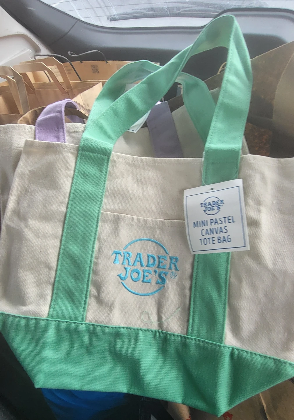 Trader Joe's Mini Pastel Canvas Tote Bag - photo 2