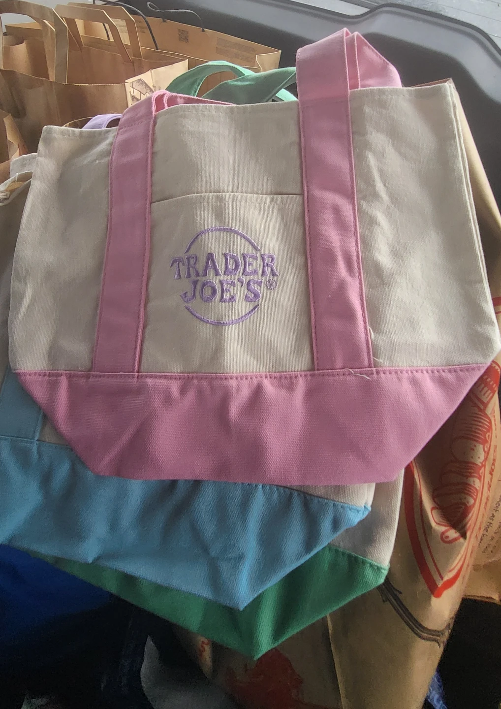Trader Joe's Mini Pastel Canvas Tote Bag - photo 3