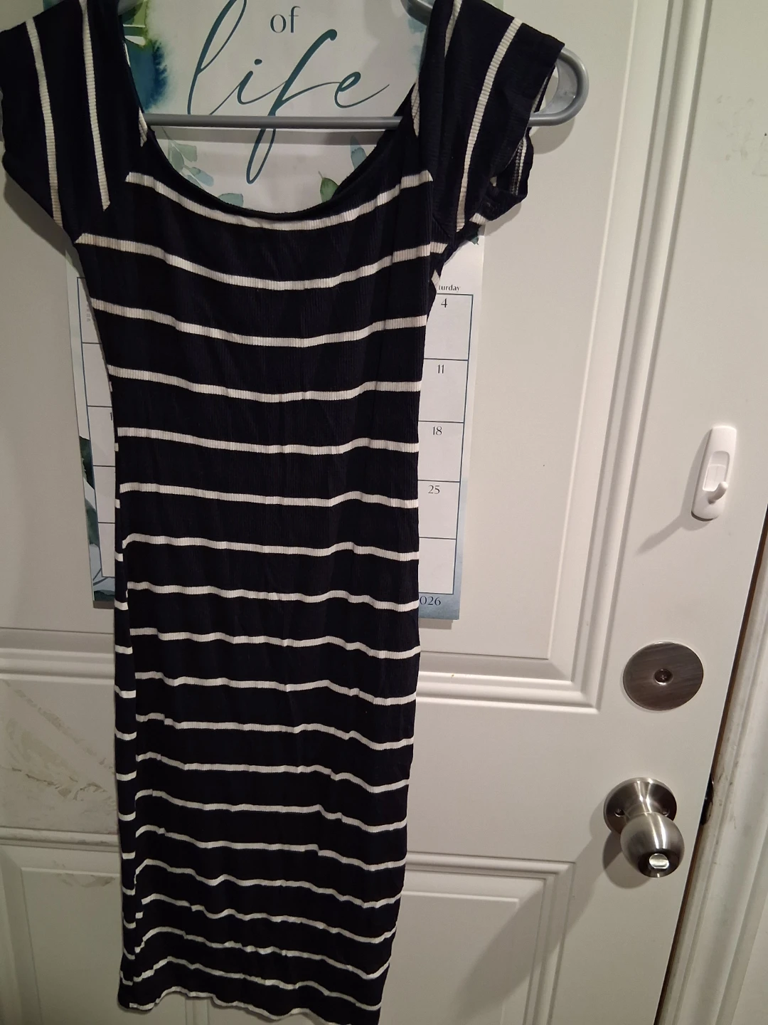 Navy and White Striped Bodycon Dress