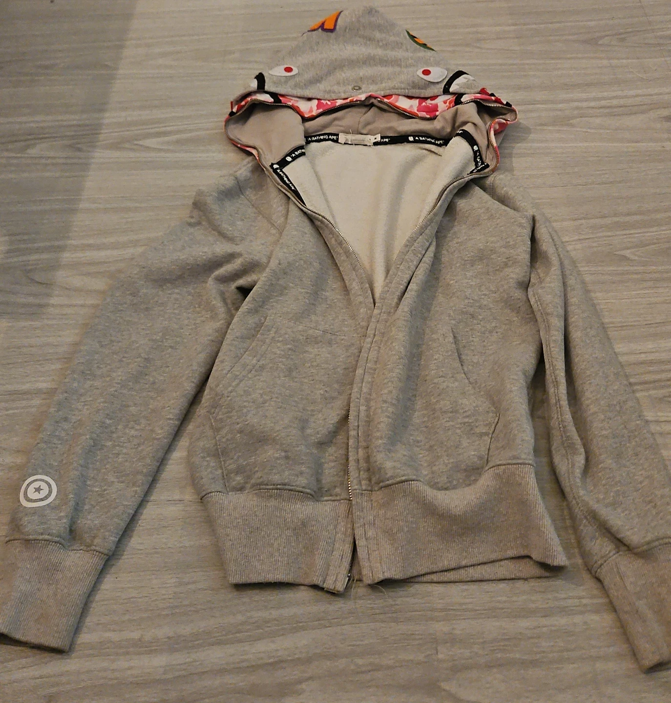 BAPE Full Zip Hoodie Shark Grey and pink camo