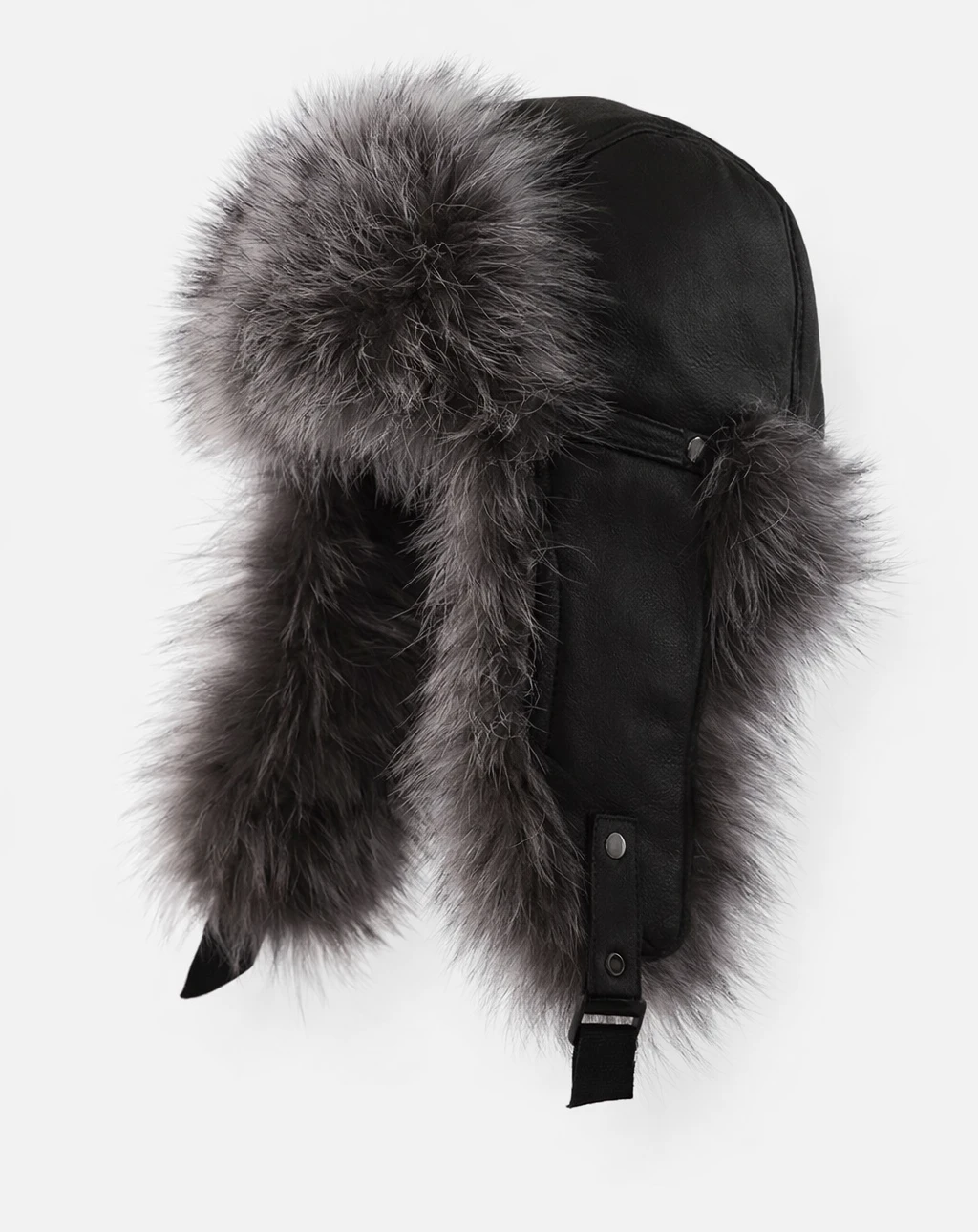 FRR Canada Black Leather Trapper Hat with Fur Trim S/M - photo 2
