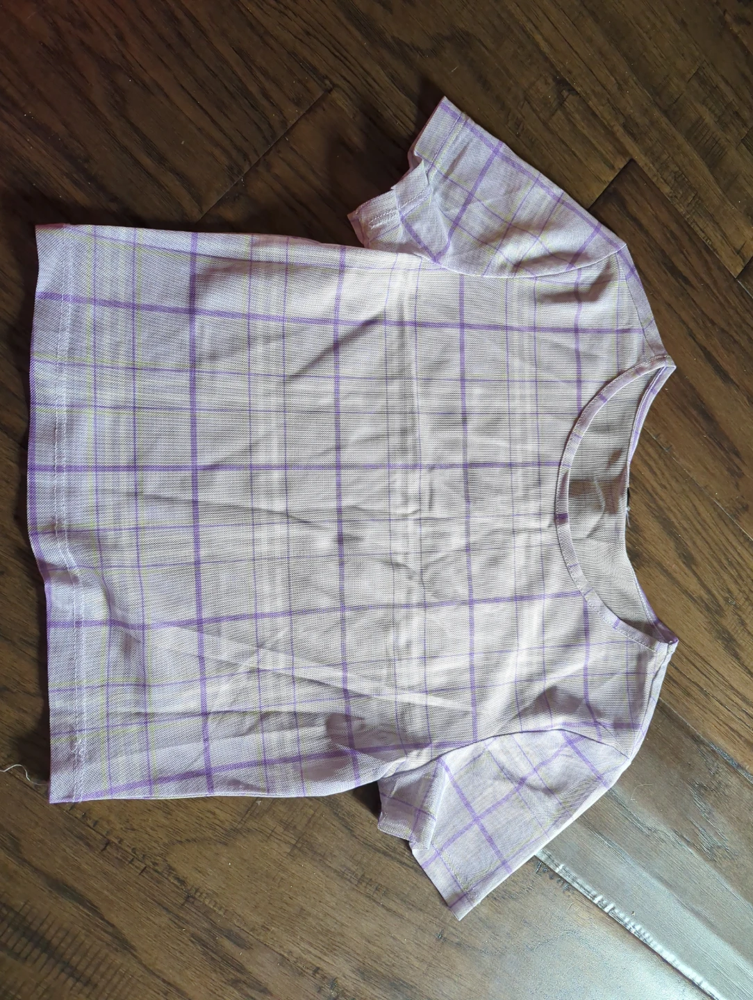 Purple Plaid Mesh Crop Top