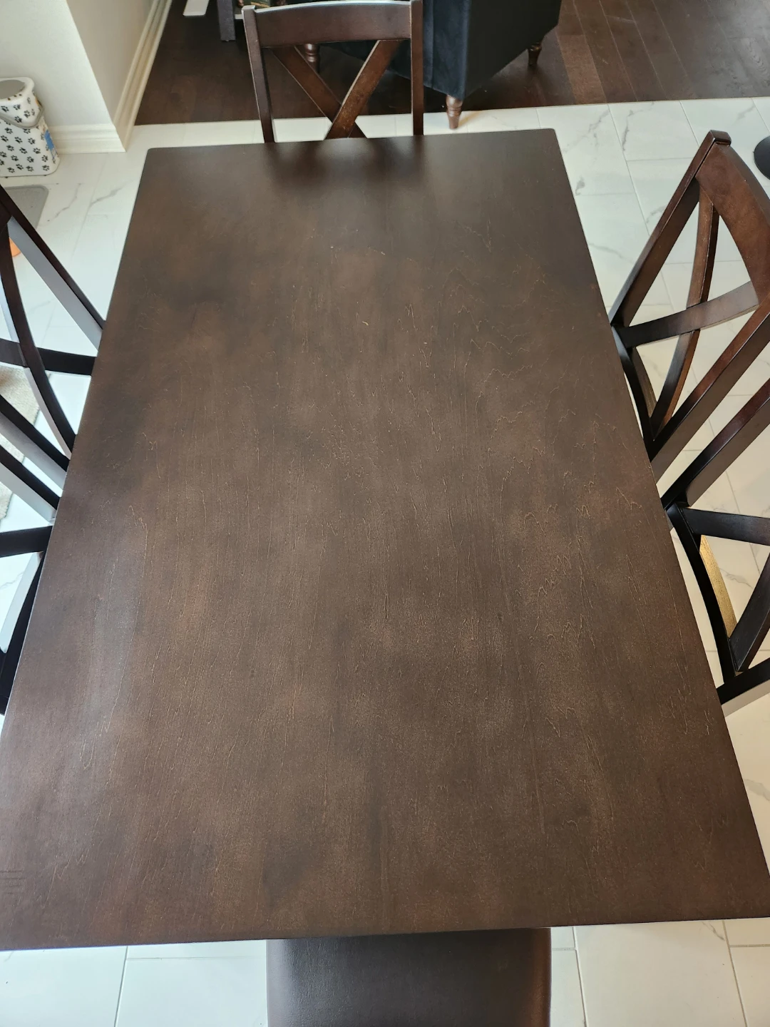 Dark Wood Dining Table Set with 6 Chairs