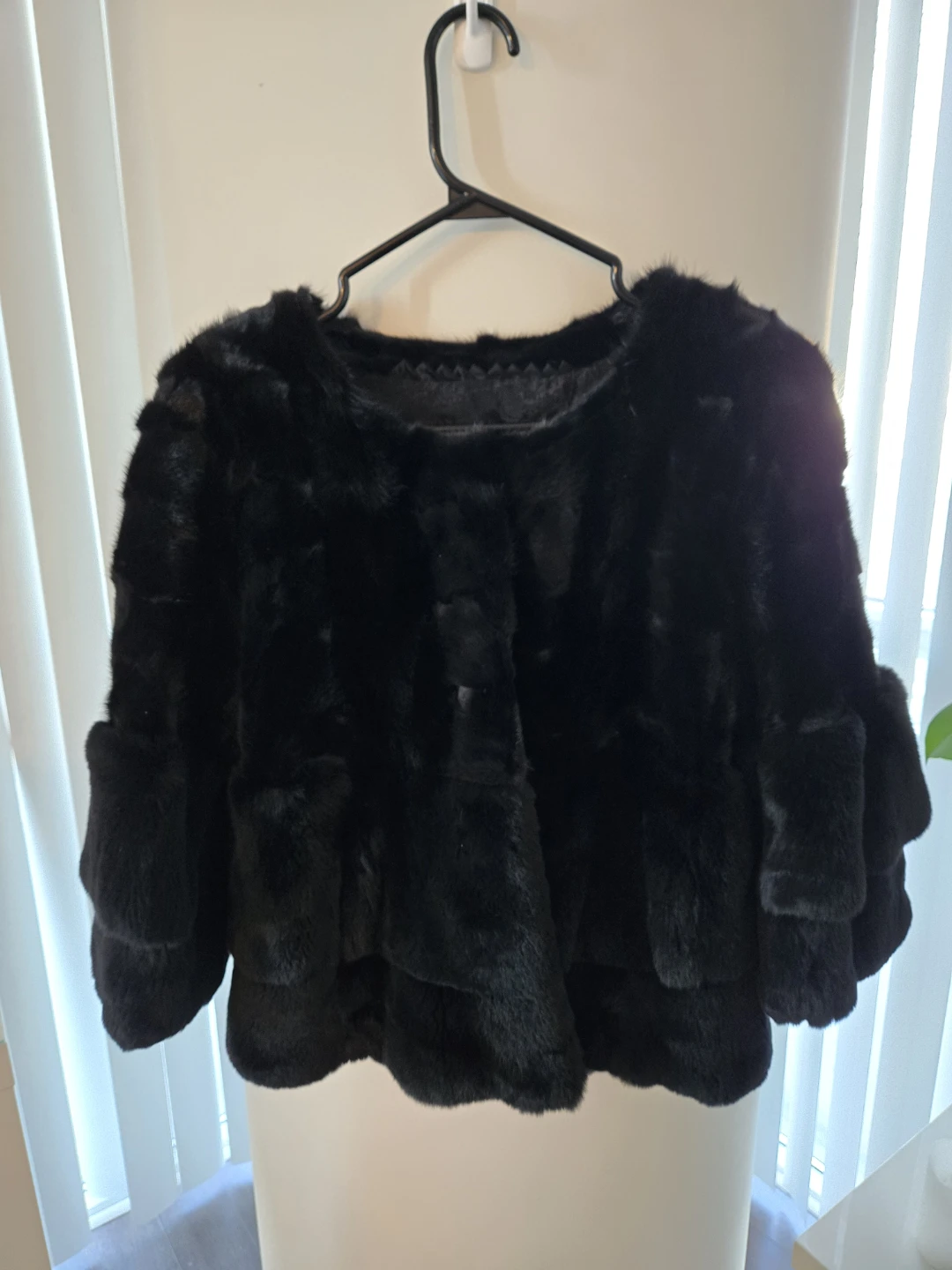 Black Fur Cropped Jacket - photo 2