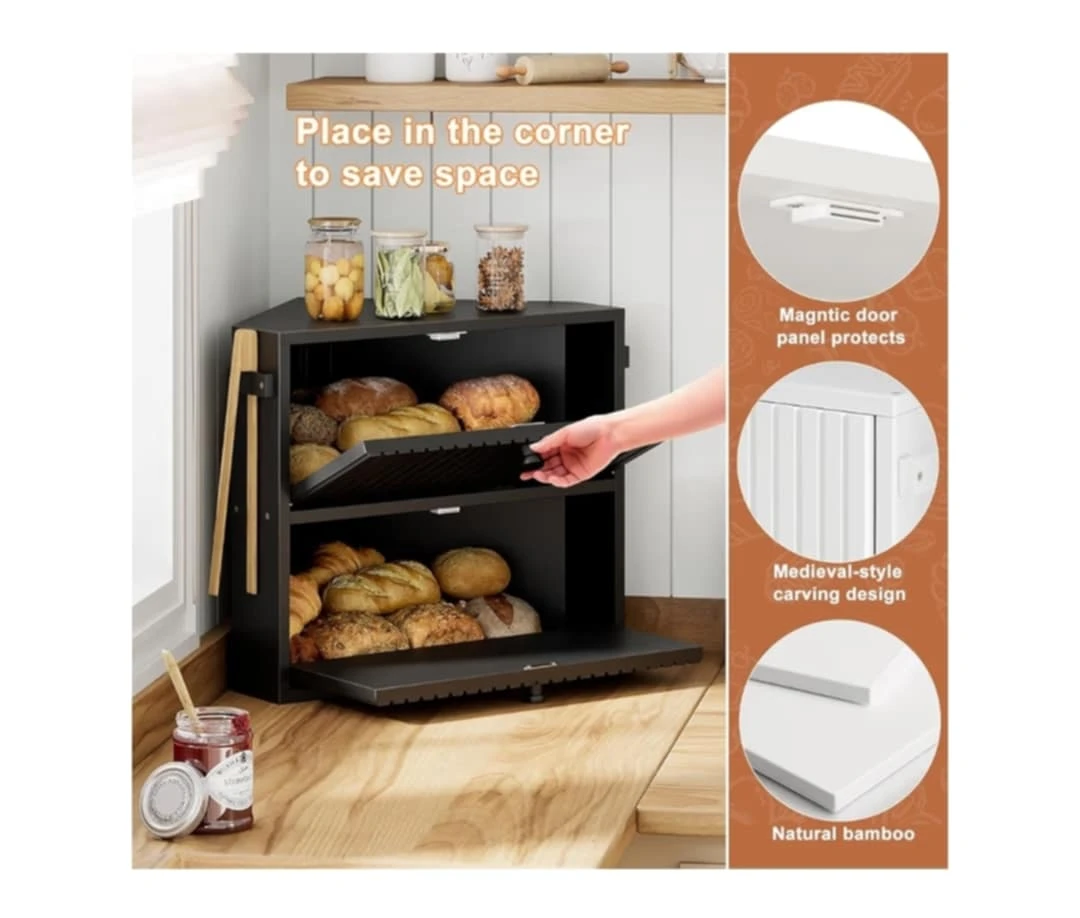 Corner Bread Box - Black & White Bamboo - photo 2
