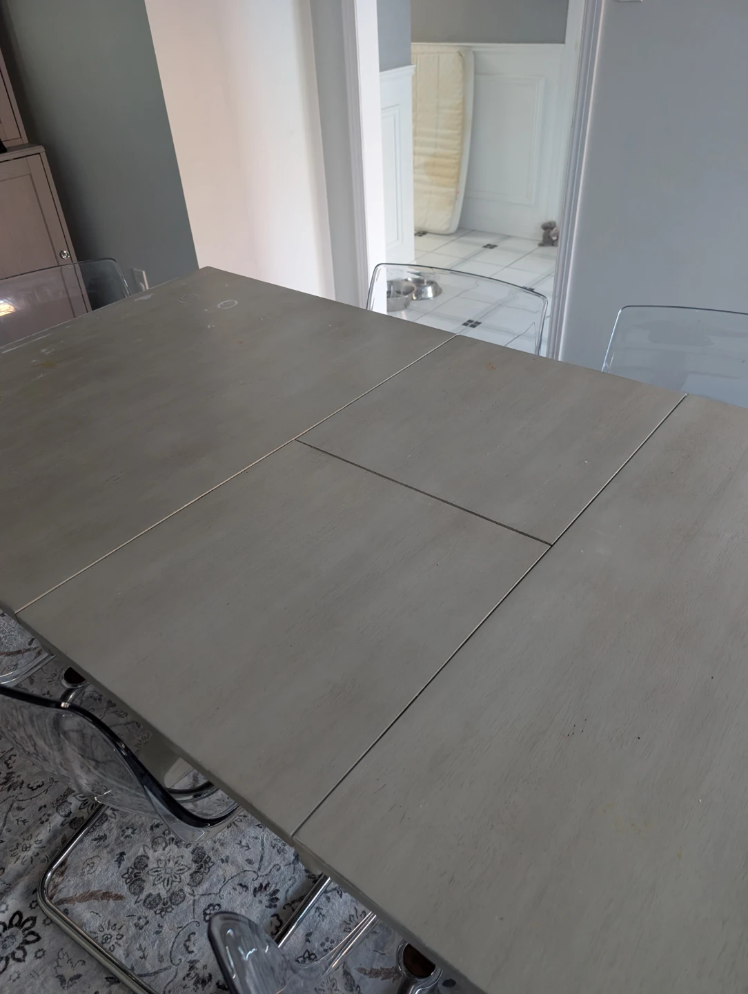 Light Grey Rubber Wood Dining Table Extendable - photo 3