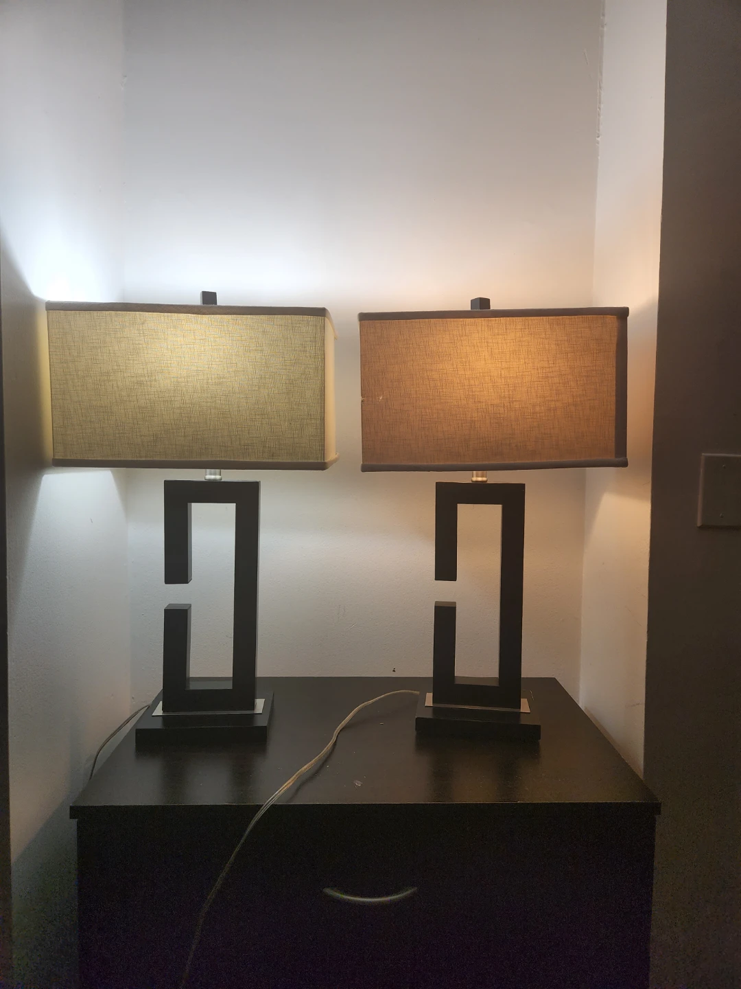 Set of 2 Modern Black Geometric Table Lamps