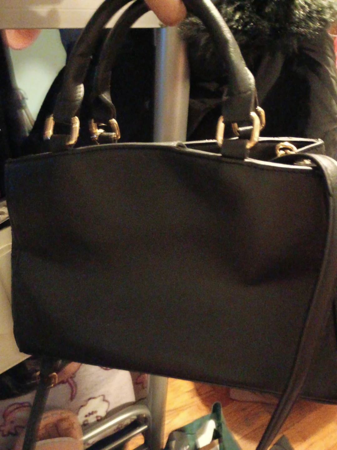 Juicy Couture Black Satchel Bag with Leopard Print Pouch - photo 2