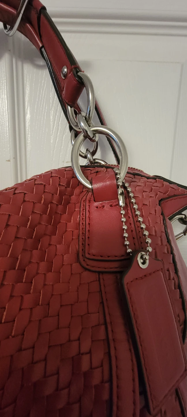 Coach Woven Red Leather Kristin Shoulder Bag - photo 5