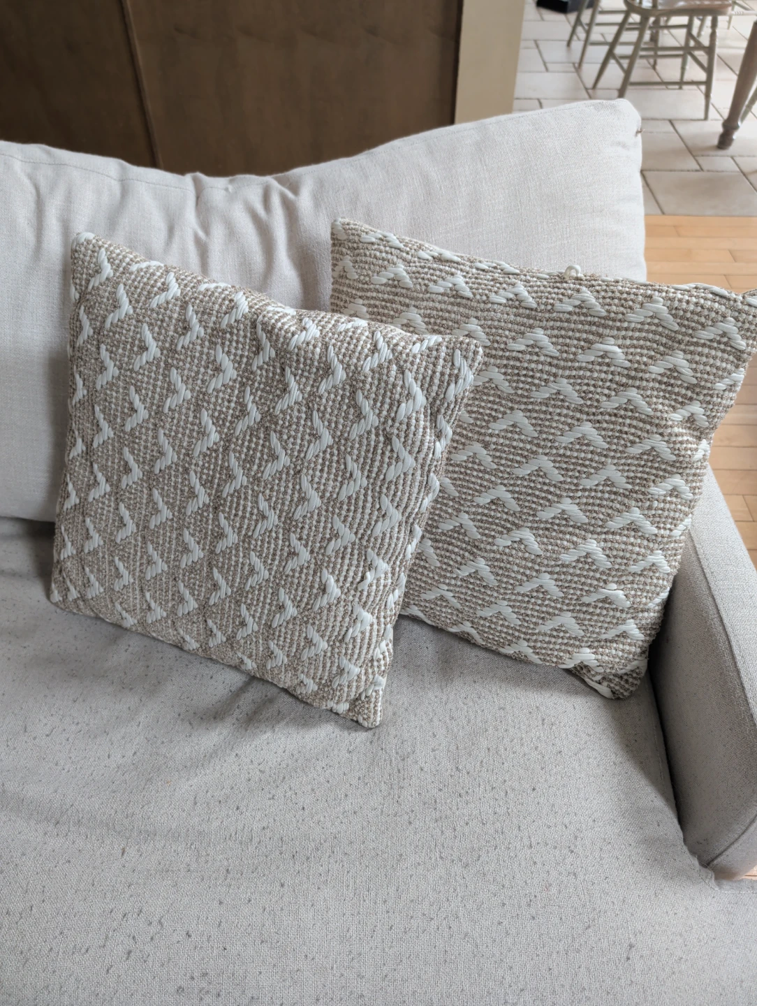 Two decorative throw pillows
