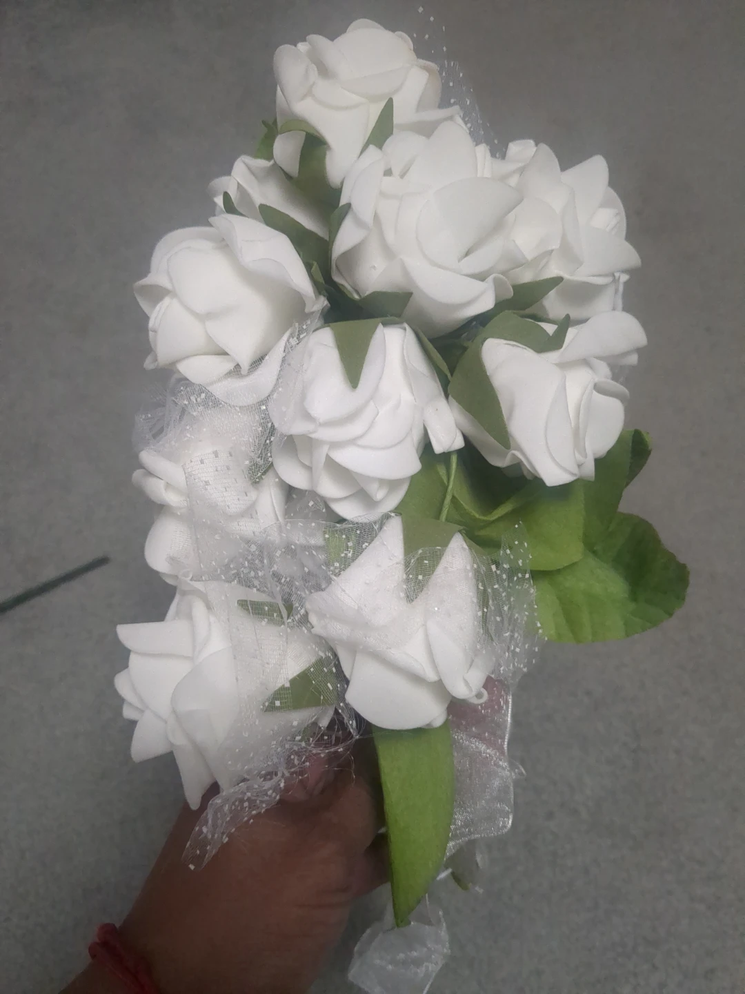 Set of 6 White Artificial Flower Bouquets with Ribbons - photo 2