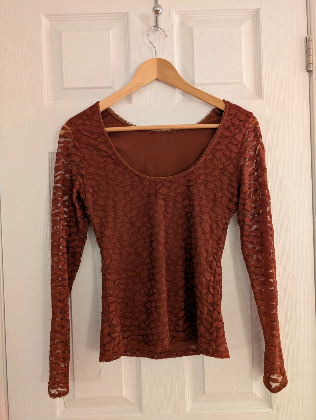 Long Sleeve Lace Top - Bronze - photo 2