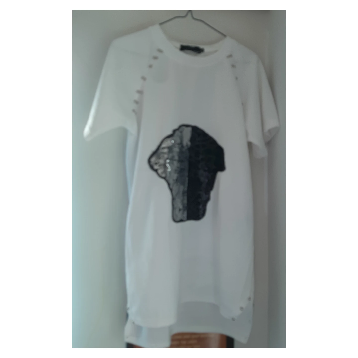 Mens Freedom & Freedom White Sequin T-Shirt