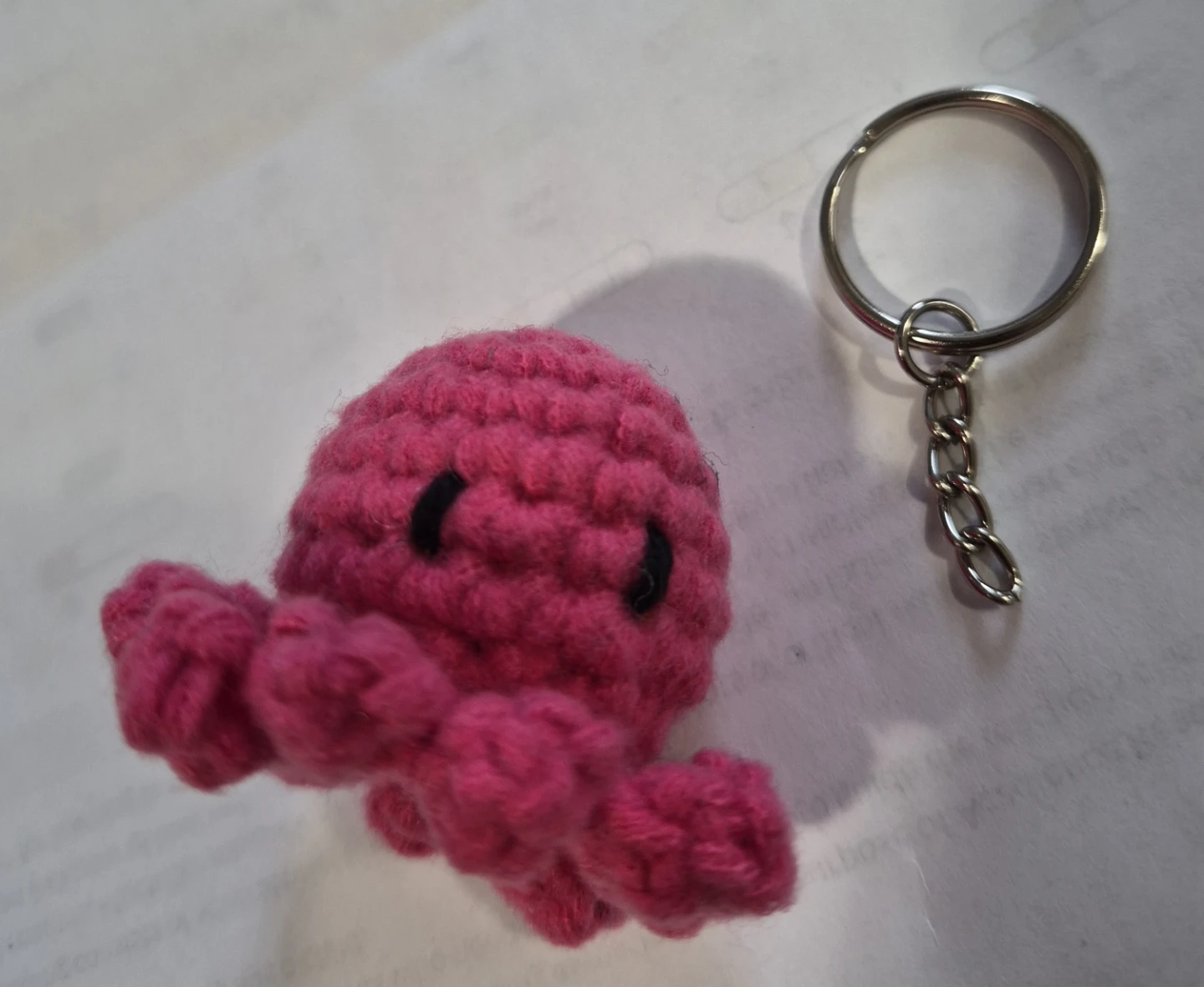 Pink Crochet Octopus Keychain - photo 3