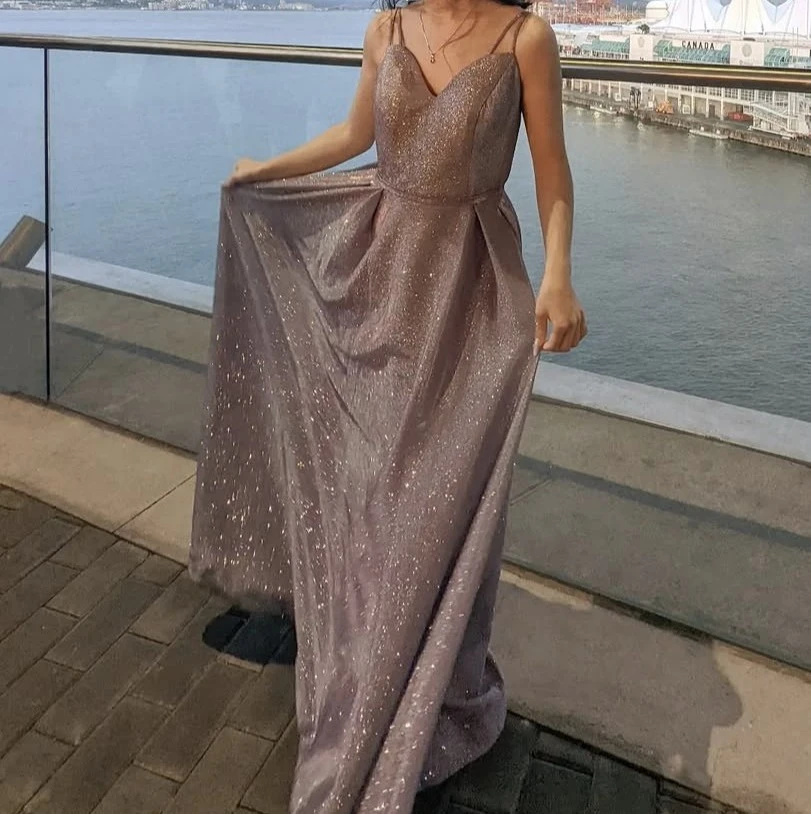 Sparkly Lavender A-Line Prom Dress 🪩