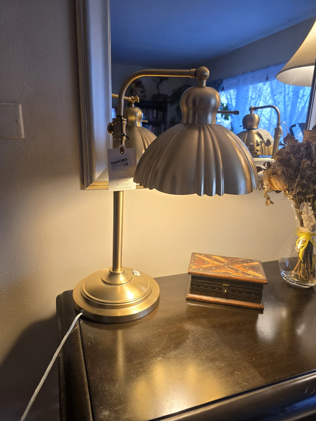 Set of 2 Fluted Scallop Brass Table Lamps - photo 4