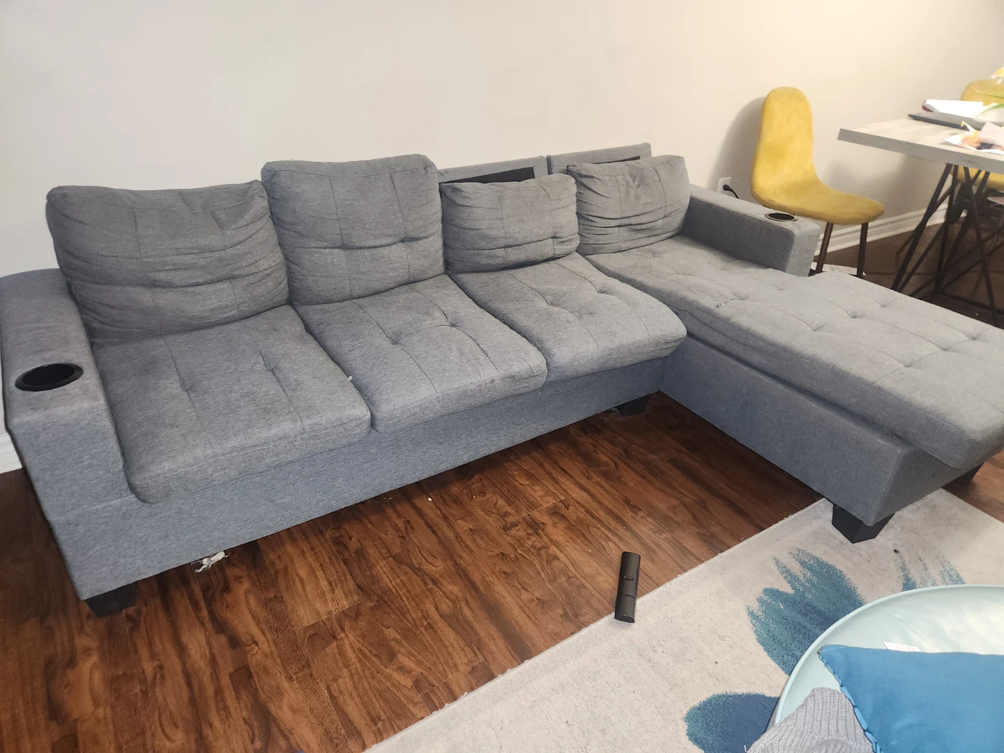 Sectional Sofa with Chaise, Ottaman and yellow accent chair - photo 2