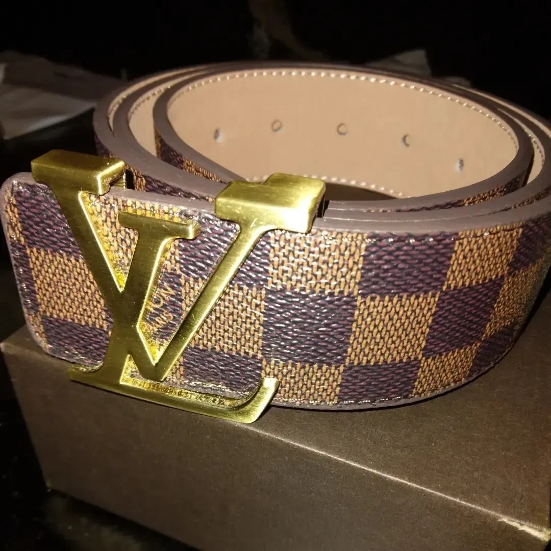 Louis Vuitton Damier Ebene Belt with Gold LV Buckle