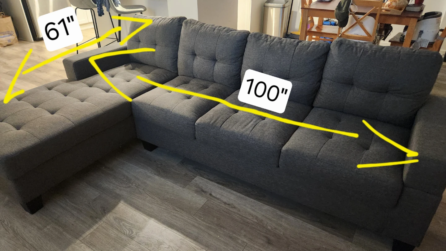 NEW - Grey Sectional Sofa with Storage Chaise - photo 3