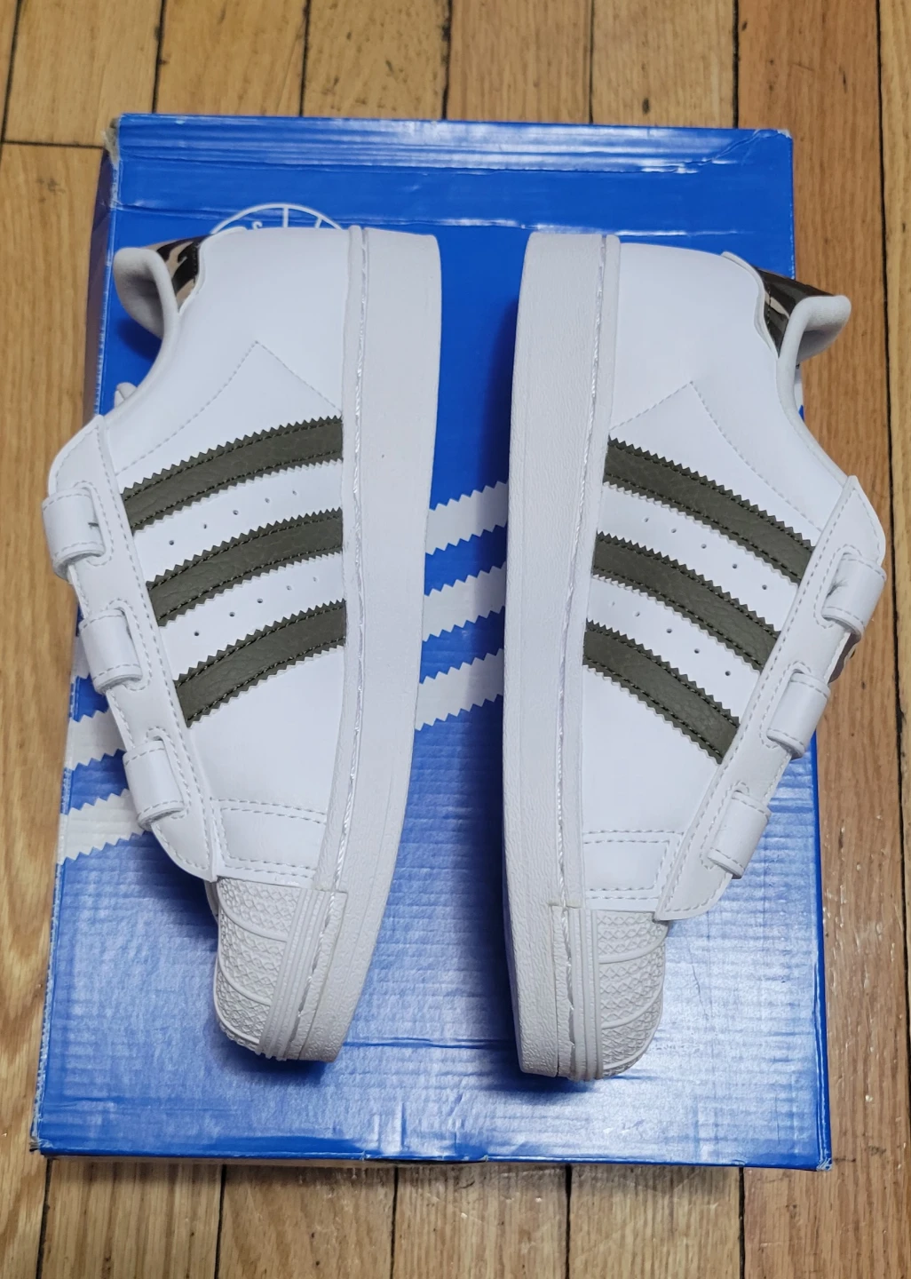 Adidas Superstar CF C Kids Shoes White Green Size 2