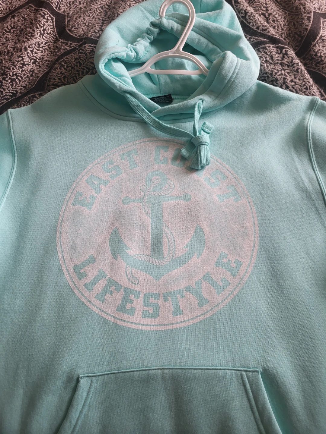 NEW East Coast Lifestyle Aqua Hoodie Size L/G