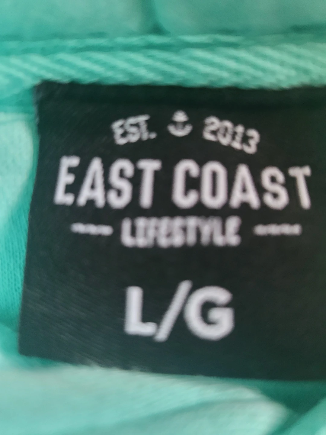NEW East Coast Lifestyle Aqua Hoodie Size L/G - photo 2