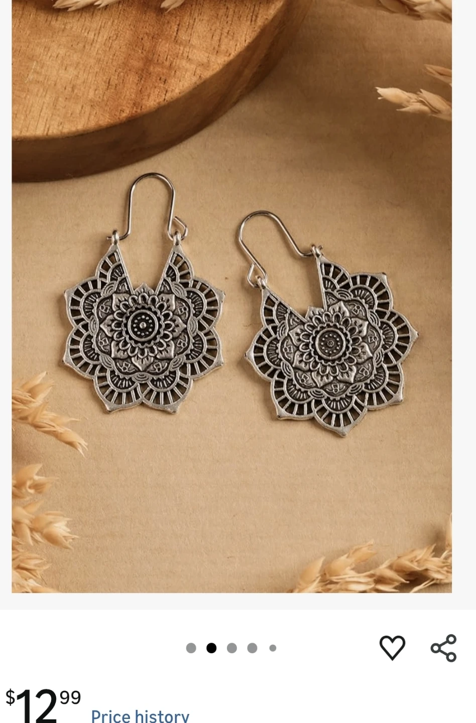 Silver Tone Mandala Hoop Earrings - photo 4