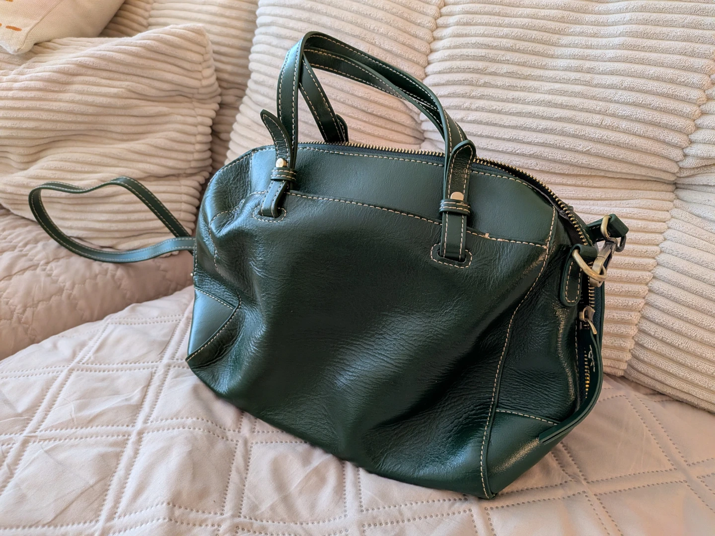 Emerald Green Leather Handbag
