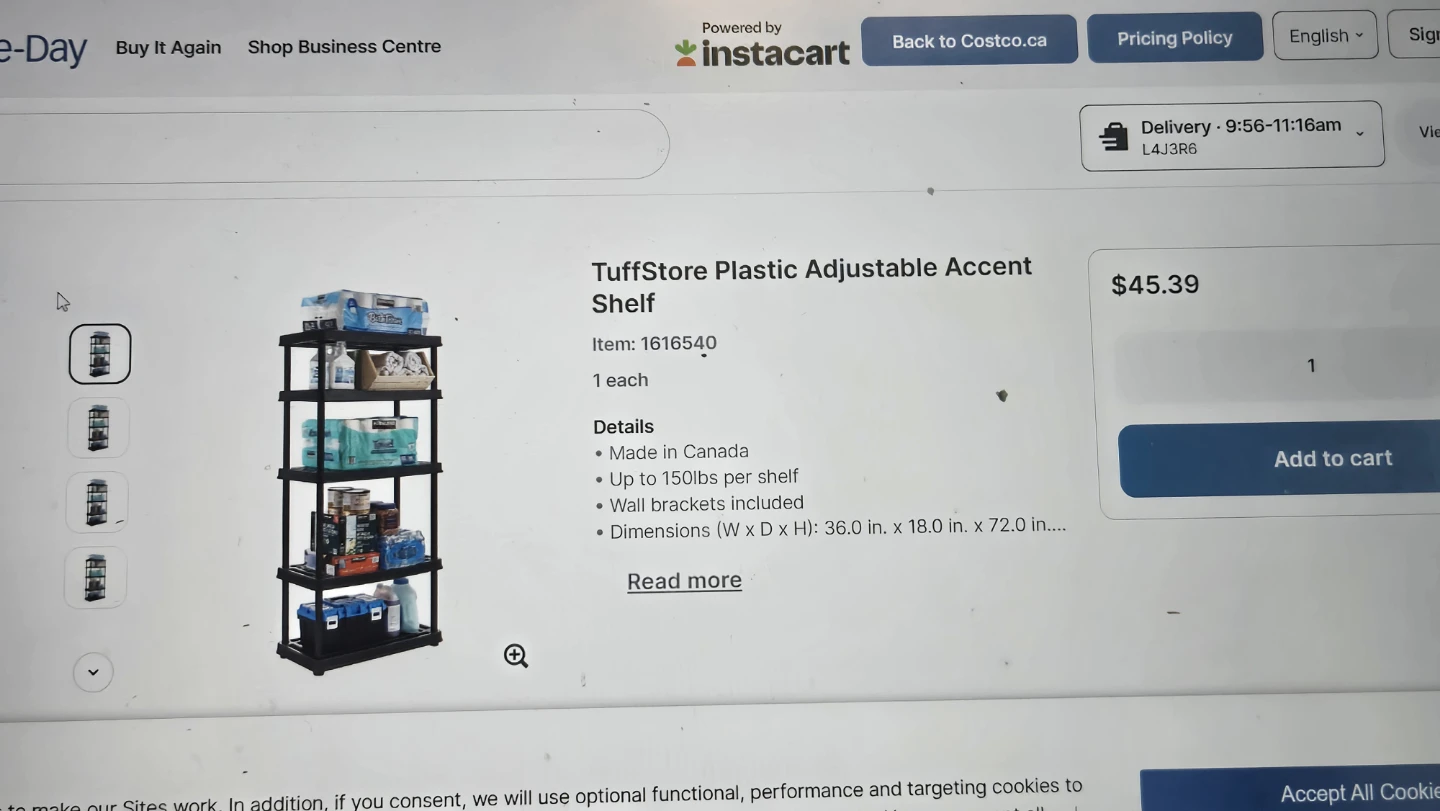 TuffStore Plastic Adjustable Accent Shelf