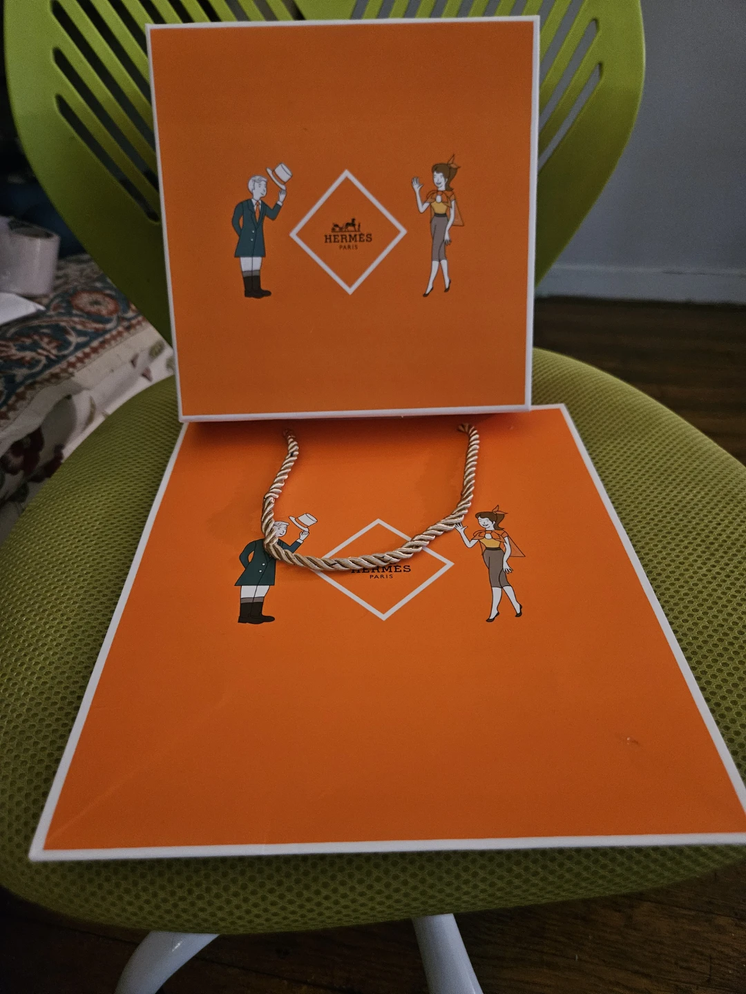 Hermes Paris Orange Gift Bag and Box